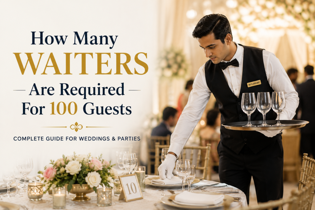 How many waiters are required for 100 guests? 